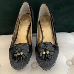 Circa Joan & David Luxe PHILLIPO2 Gray Flannel & Black Patent Tassel Pumps 6